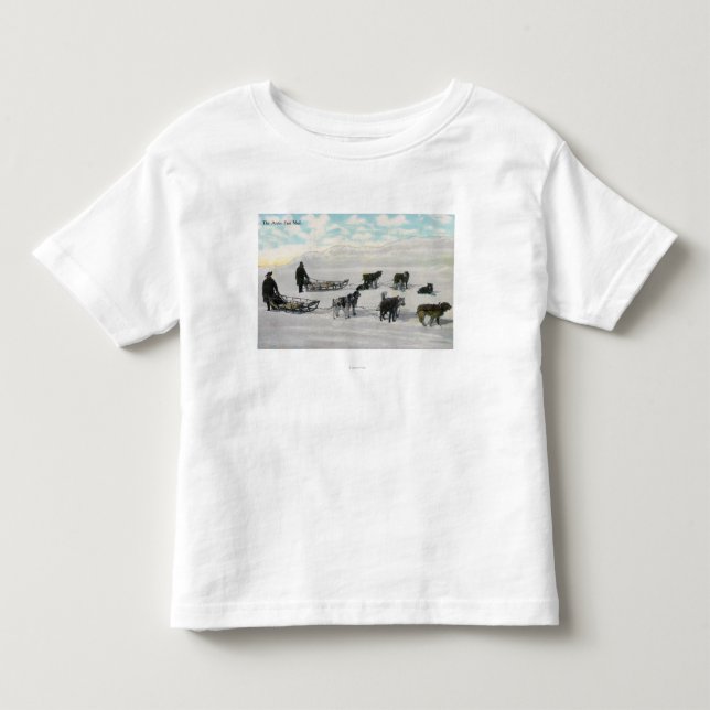 Manar med "Artic fastar postar" Dogsled Tee (Framsida)