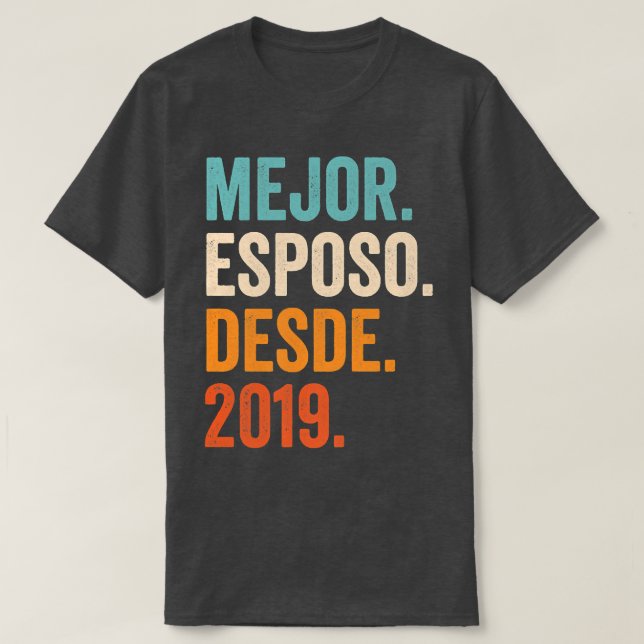 Manar Mejor Esposo Desde 2019 Tredje bröllop-årsda T Shirt (Design framsida)