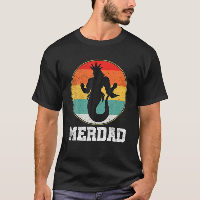 Manar Merdad Pappa Merman Underwater Sea Retro Sol T Shirt (Framsida)