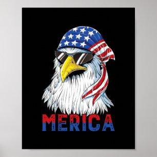 Manar Merica Eagle Mullet American Flagga USA Mana Poster