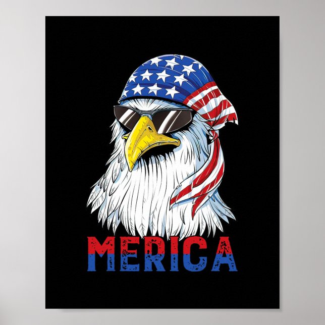 Manar Merica Eagle Mullet American Flagga USA Mana Poster (Framsidan)