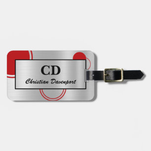 Manar Metallic Silver Red Abstrakt Bagagebricka