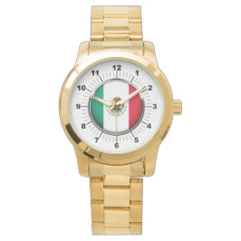 Manar Mexiko Flagga Oversized Guld Bracelet Watch Armbandsur