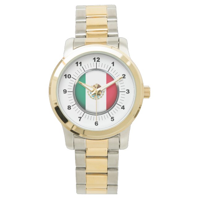 Manar Mexiko Flagga Oversized Two-Tone Watch Armbandsur (Framsida)