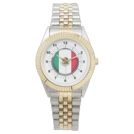 Manar Mexiko Flagga Two-Tone Bracelet Watch Armbandsur