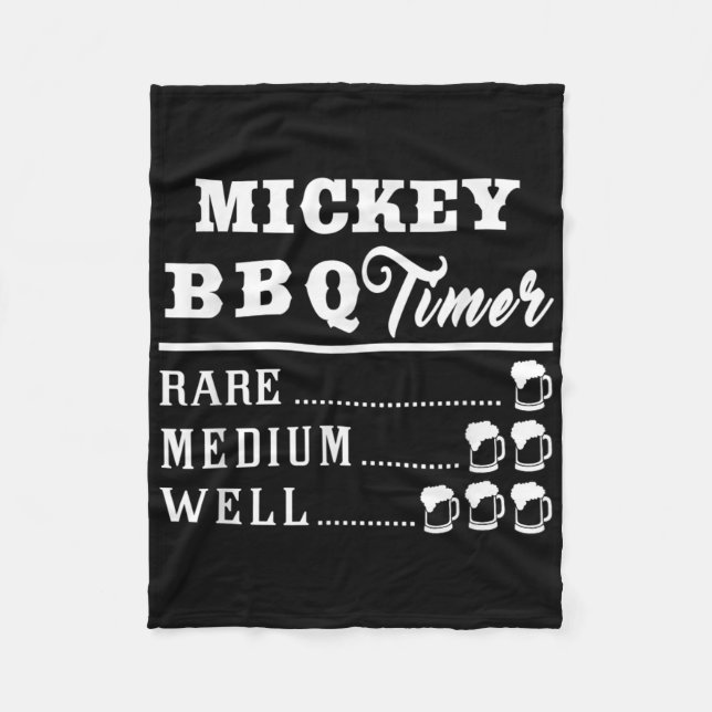 Manar Mickey Bbq Timer Beer Drinking Funny Grillin Fleecefilt (Framsidan)