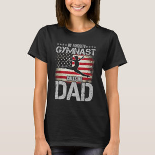 Manar Min favoritgymnast kallar mig Pappa USA flag T Shirt