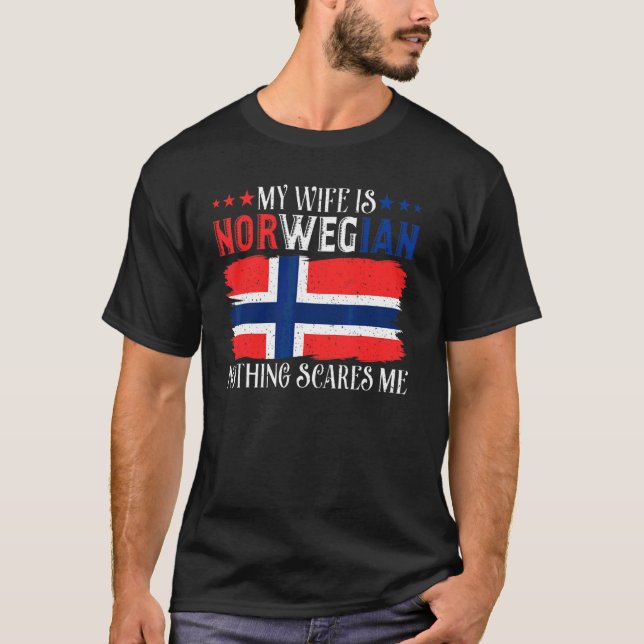 Manar Min fru är norsk inget Skrämmer mig Husba T Shirt (Framsida)