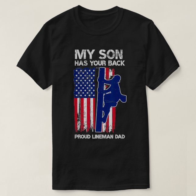 Manar Min son har din bakåtstole Lineman Pappa Lin T Shirt (Design framsida)