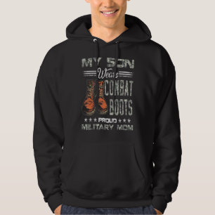 Manar Min son Wears Combat Boots Proud Military Ma Hoodie