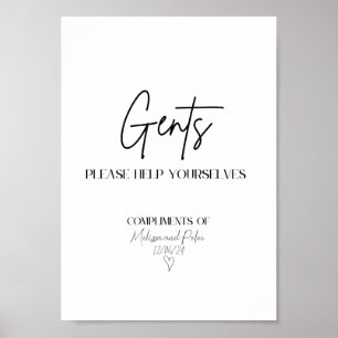 Manar Modern Bröllop Bathroom Basket Sign Poster