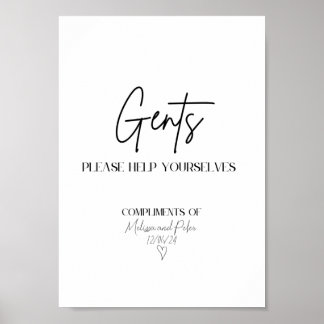 Manar Modern Bröllop Bathroom Basket Sign Poster