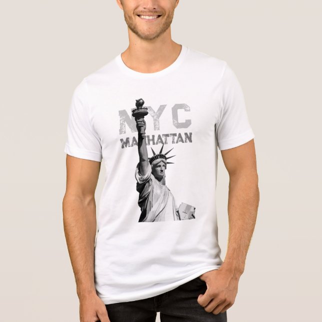Manar Modern Liberty Statue Nyc Manhattan White T Shirt (Framsida)