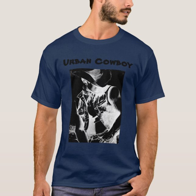 Manar Modern Urban Cowboy Coola Classic Navy Blue T Shirt (Framsida)