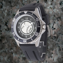 Manar Monogram Baseball Watch Black