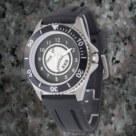 Manar Monogram Baseball Watch Black Armbandsur