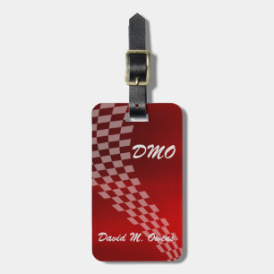 Manar Monogram Metallic Red Tävla Flagga Bagagebricka