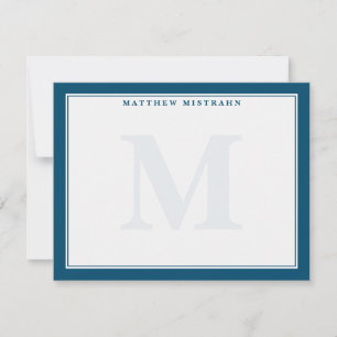 Manar Monogram Navy Blue Traditional Stationery Anteckningskort