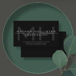 Manar Monogrammed, Grått & Black Visitkort