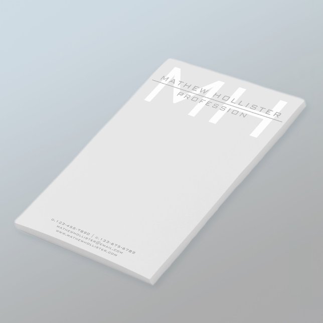 Manar Monogrammed, Grått Business Post-it Block (Skapare uppladdad)