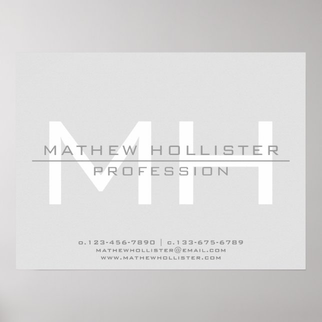 Manar Monogrammed, Grått Business Poster (Framsidan)