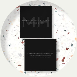 Manar Monogrammed, Grått Fyrkantigt Visitkort