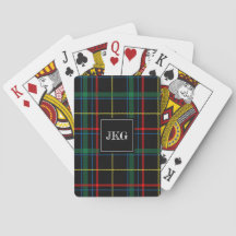 Manar Monogrammed Modern Black Grönt Play Tartan