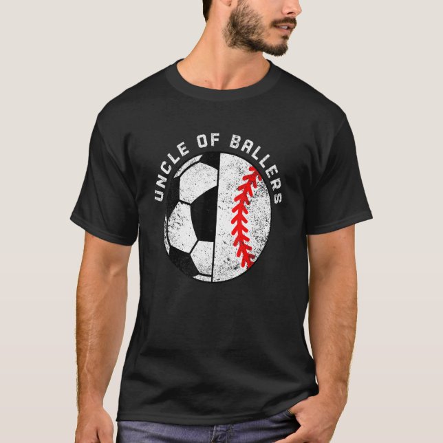 Manar morbror Ballers Soccer Baseball farbror T Shirt (Framsida)