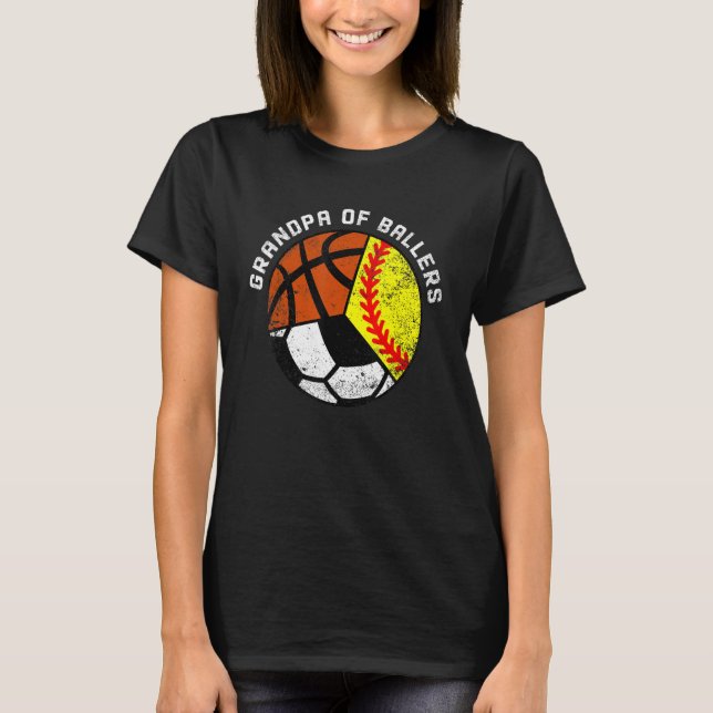 Manar morfar från Ballers Softball Soccer Basketba T Shirt (Framsida)