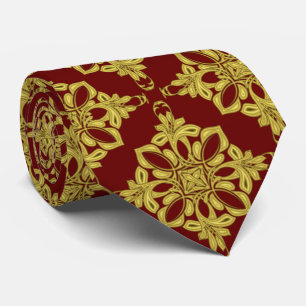 Manar Mörk Red och Faux Guld Mönster Slips