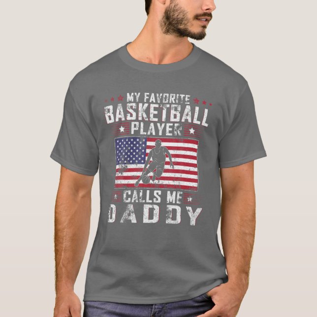 Manar My Favorite Basketball Player kallar mig pap T Shirt (Framsida)