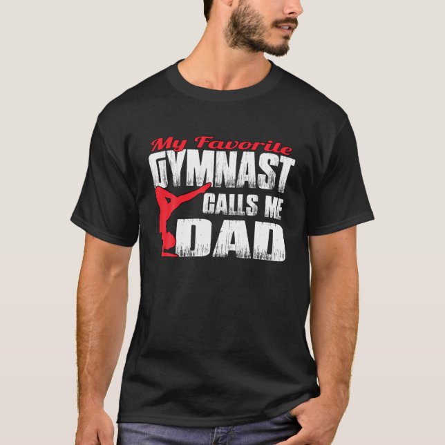 Manar My Favorite Gymnast kallar mig Pappa Gymnast T Shirt (Framsida)