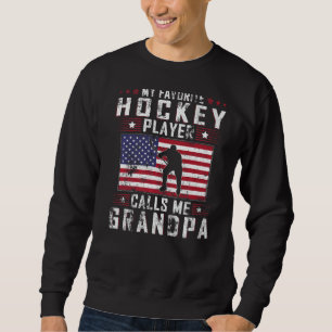 Manar My Favorite Hockey Player kallar mig Grandpa Lång Ärmad Tröja