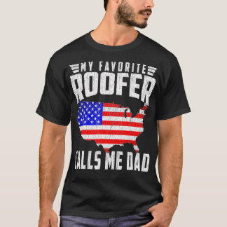 Manar My Favorite Roofer kallar mig Pappa USA flag T Shirt