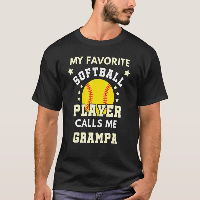 Manar My Favorite Softball Player kallar mig Gramp T Shirt (Framsida)