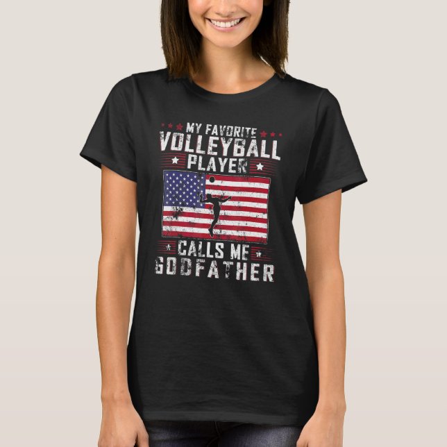 Manar My Favorite Volleyball Player kallar mig God T Shirt (Framsida)