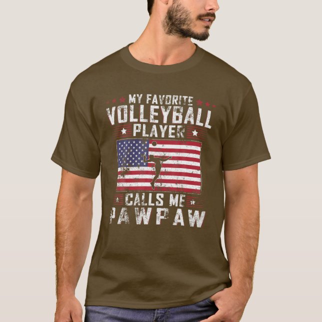 Manar My Favorite Volleyball Player kallar mig Paw T Shirt (Framsida)