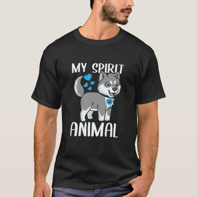 Manar My Spirit Animal Husky Hund I Kärlek Pappa H T Shirt (Framsida)