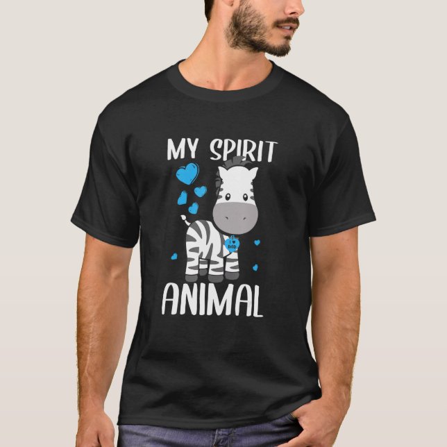 Manar My Spirit Animal Zebra I Kärlek Pappa Heart  T Shirt (Framsida)
