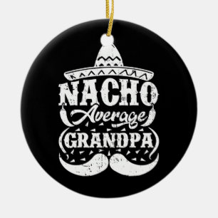 Manar Nacho Average Grandpa Mexican Hat Mustache Julgransprydnad Keramik