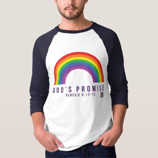Manar Navy B-boll Shirt Rainbow God's Promise  T Shirt (Framsida)