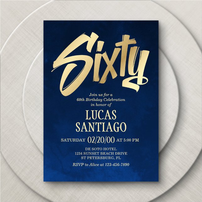 Manar Navy Guld 60:e födelsedagsinbjudan Inbjudningar (Skapare uppladdad)