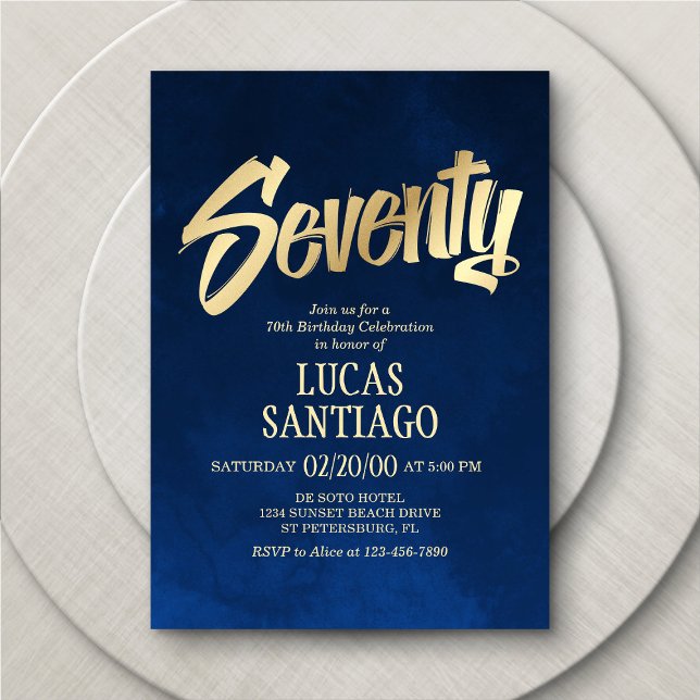 Manar Navy Guld 70:e födelsedagsinbjudan Inbjudningar (Skapare uppladdad)