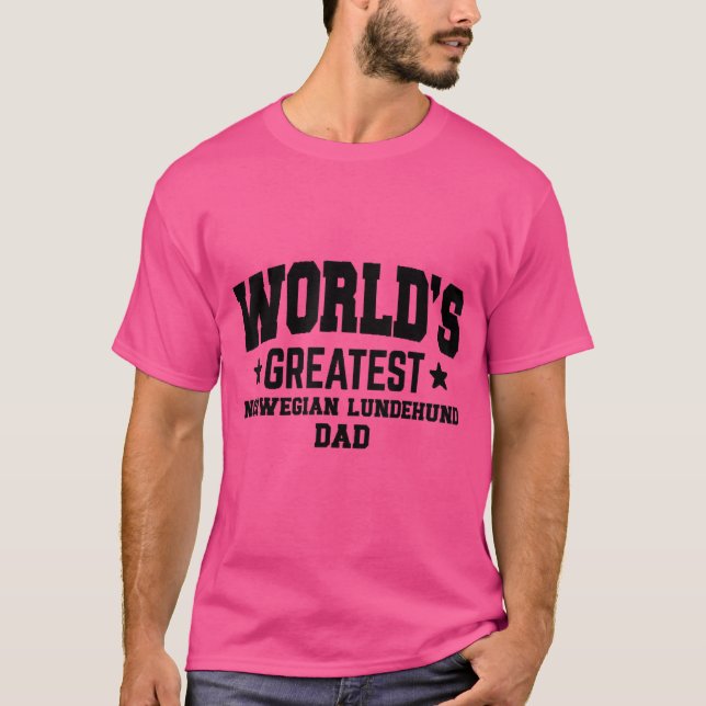 Manar Norsk lundehund Hund Pappa T Shirt (Framsida)
