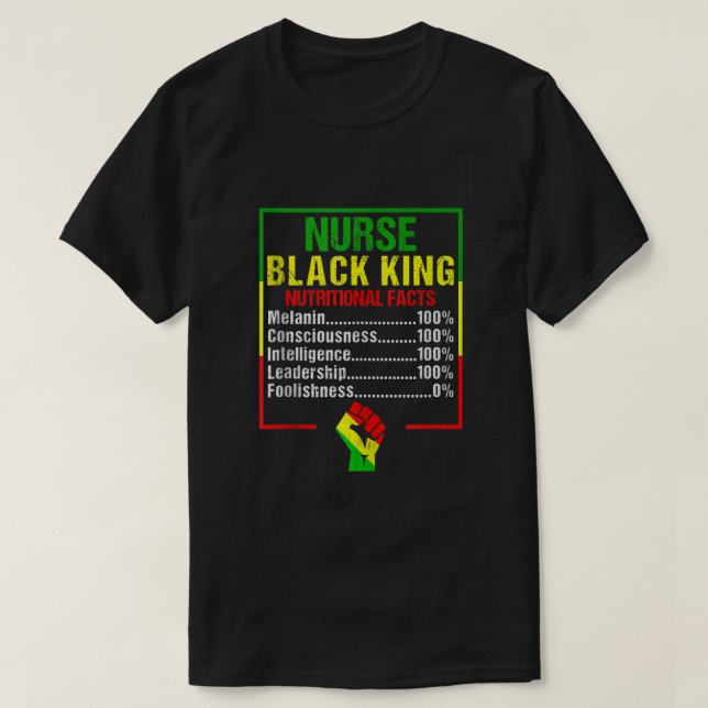 Manar Nurse Black Kung Nutritional Facts Black His T Shirt (Design framsida)