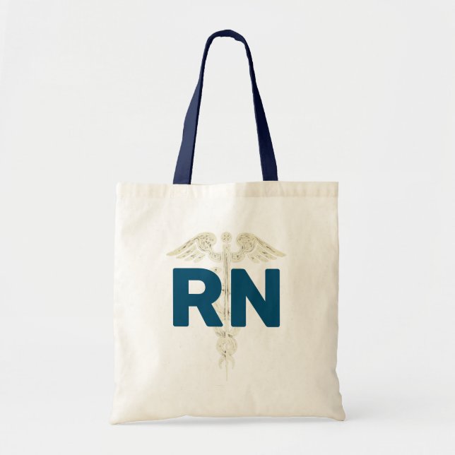 Manar Nursing RN Caduceus Symbol Blue Tygkasse (Framsidan)