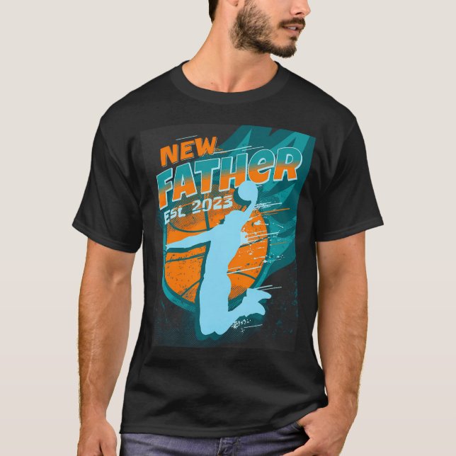 Manar Ny pappa Est. 2023 Framtida Pappa Basketball T Shirt (Framsida)