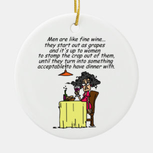 Manar och Bra Vin Humor Julgransprydnad Keramik
