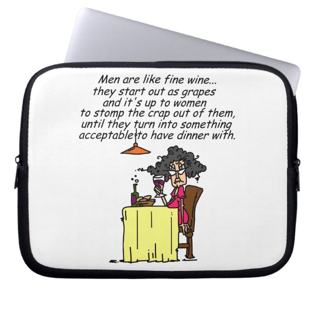 Manar och Bra Vin Humor Laptop Sleeve (Framsidan)