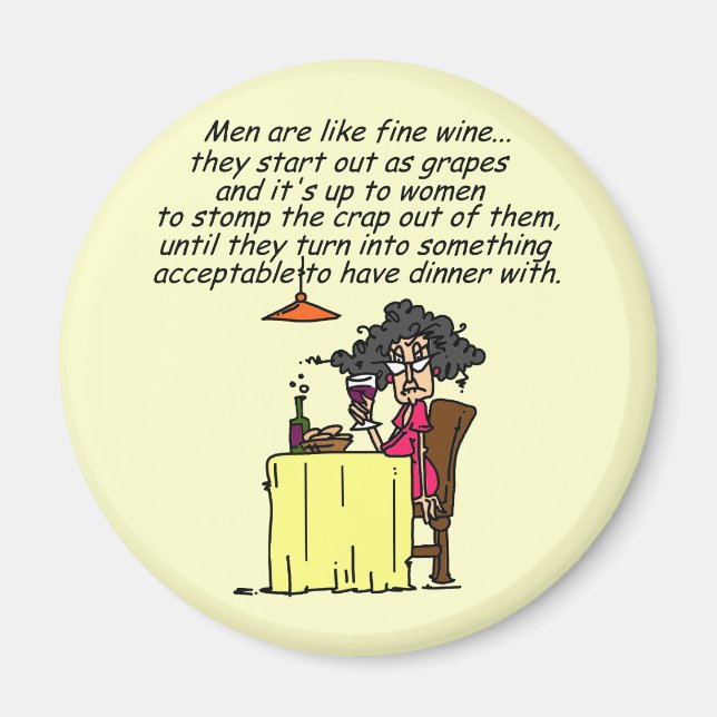 Manar och Bra Vin Humor Magnet (Framsidan)